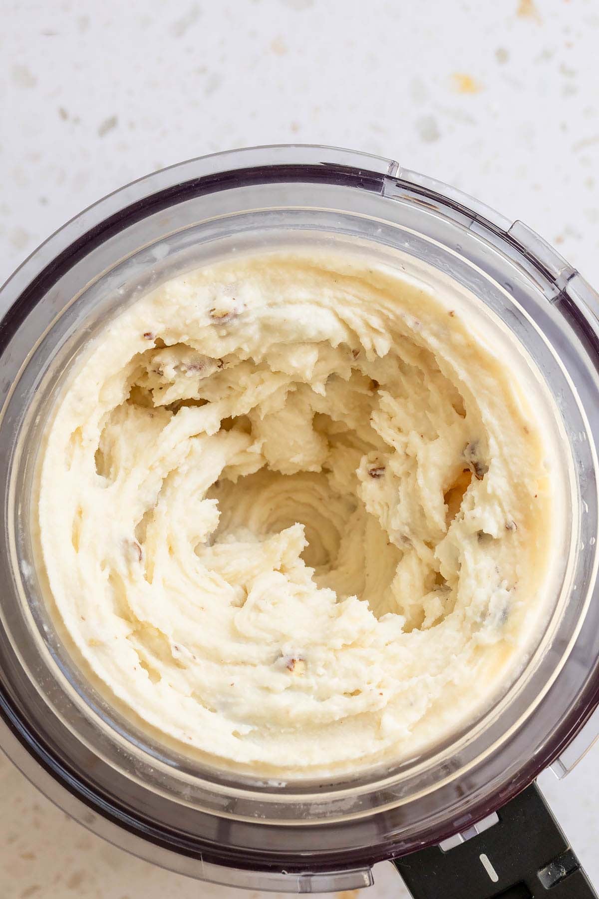 Pecans mixed into ice cream