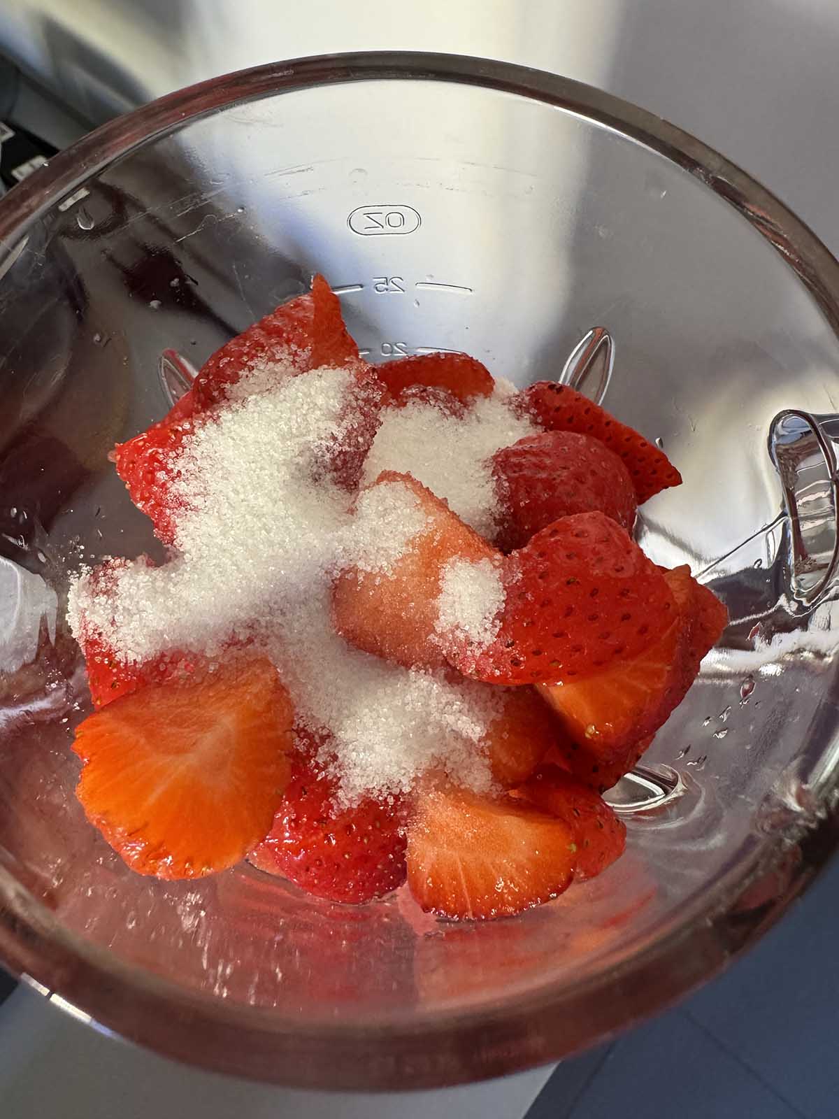 Ninja Creami sorbet ingredients in a blender