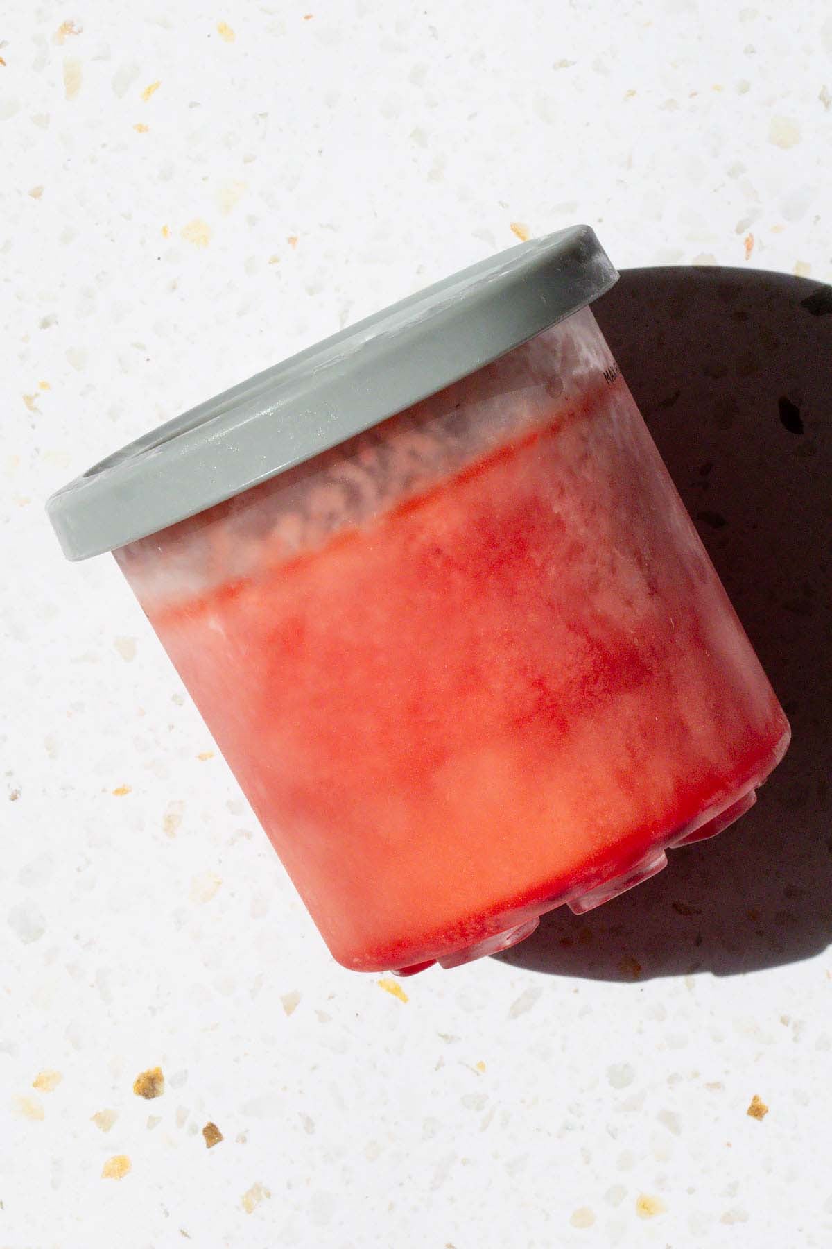 Frozen sorbet in Ninja Creami container